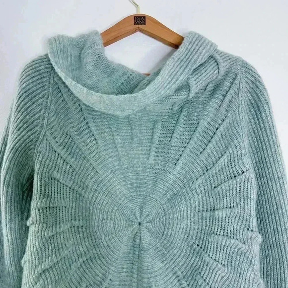 Anthropologie Dikton's Wool Light Blue Swirl Knit Cardigan Women's Size M - Picture 7 of 8